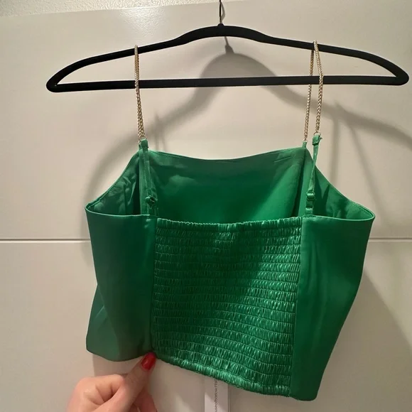 House of Harlow 1960 Green Satin Crop Top & Wide-Leg Pant Set | NWT XS - Picture 12 of 17